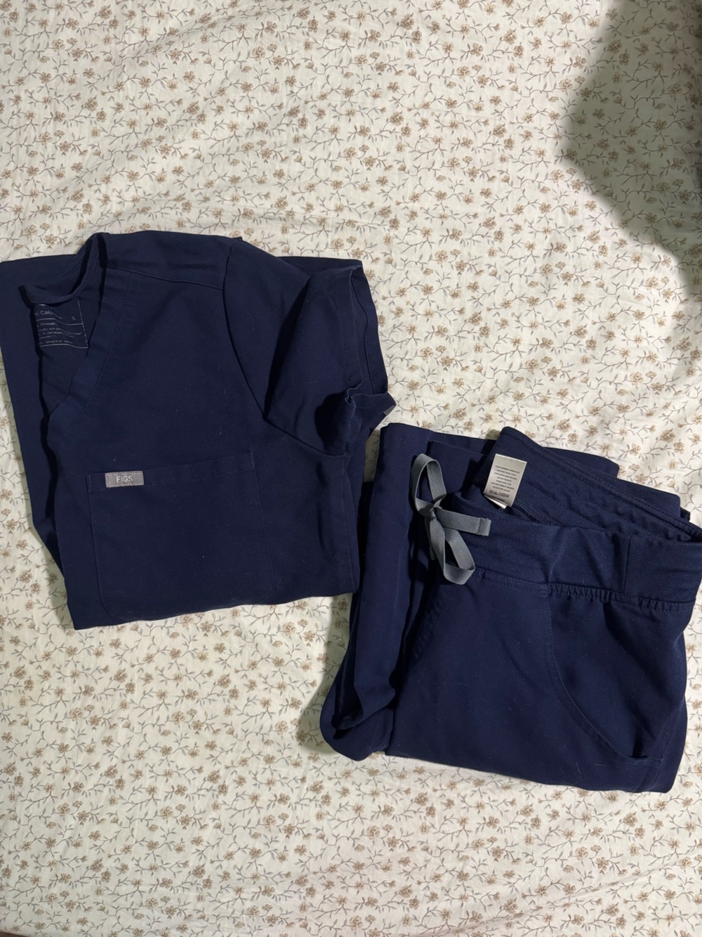 Figs Navy Medical Scrub Top and Drawstring Pants